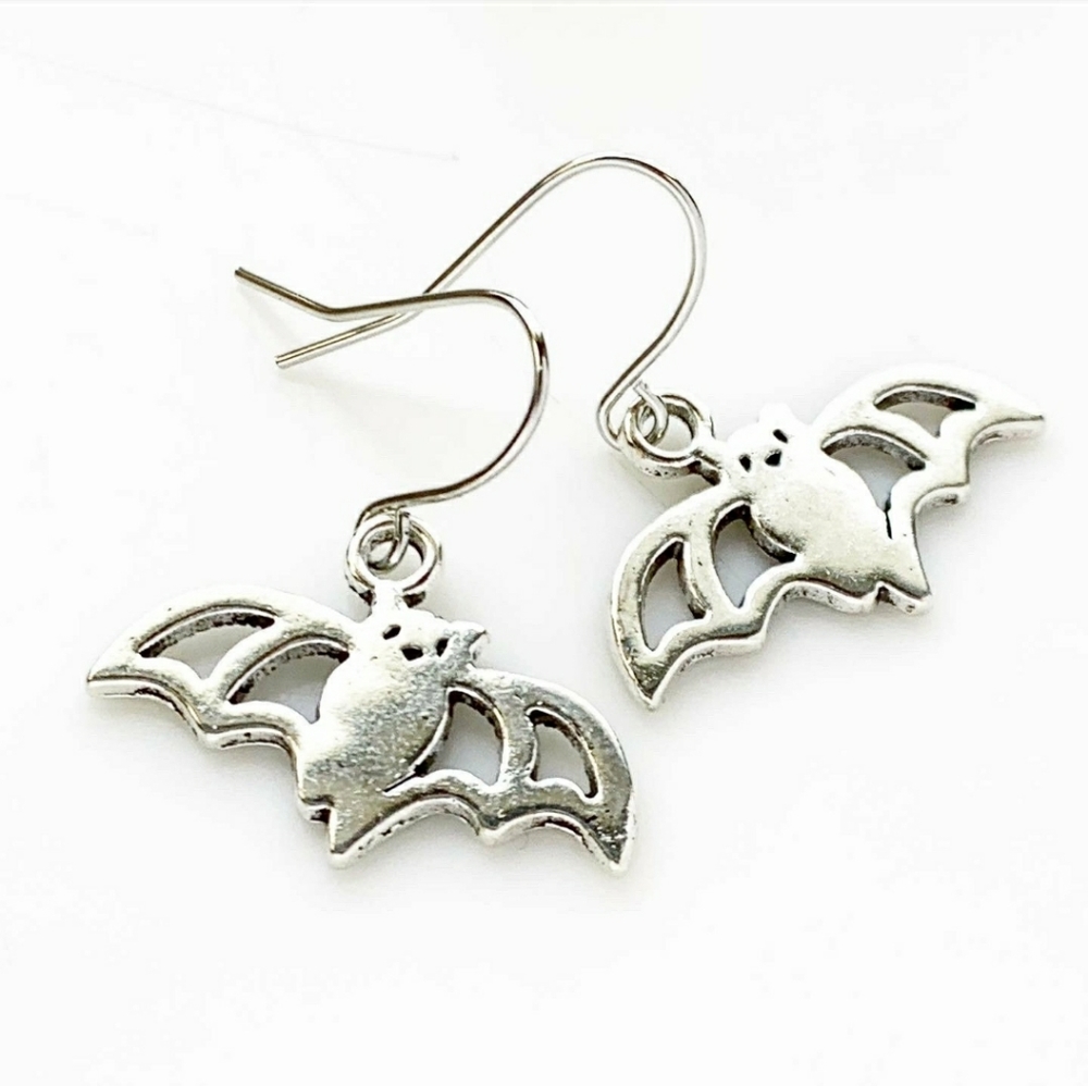 Sterling silver Wicked bat earrings tarot witchy wings